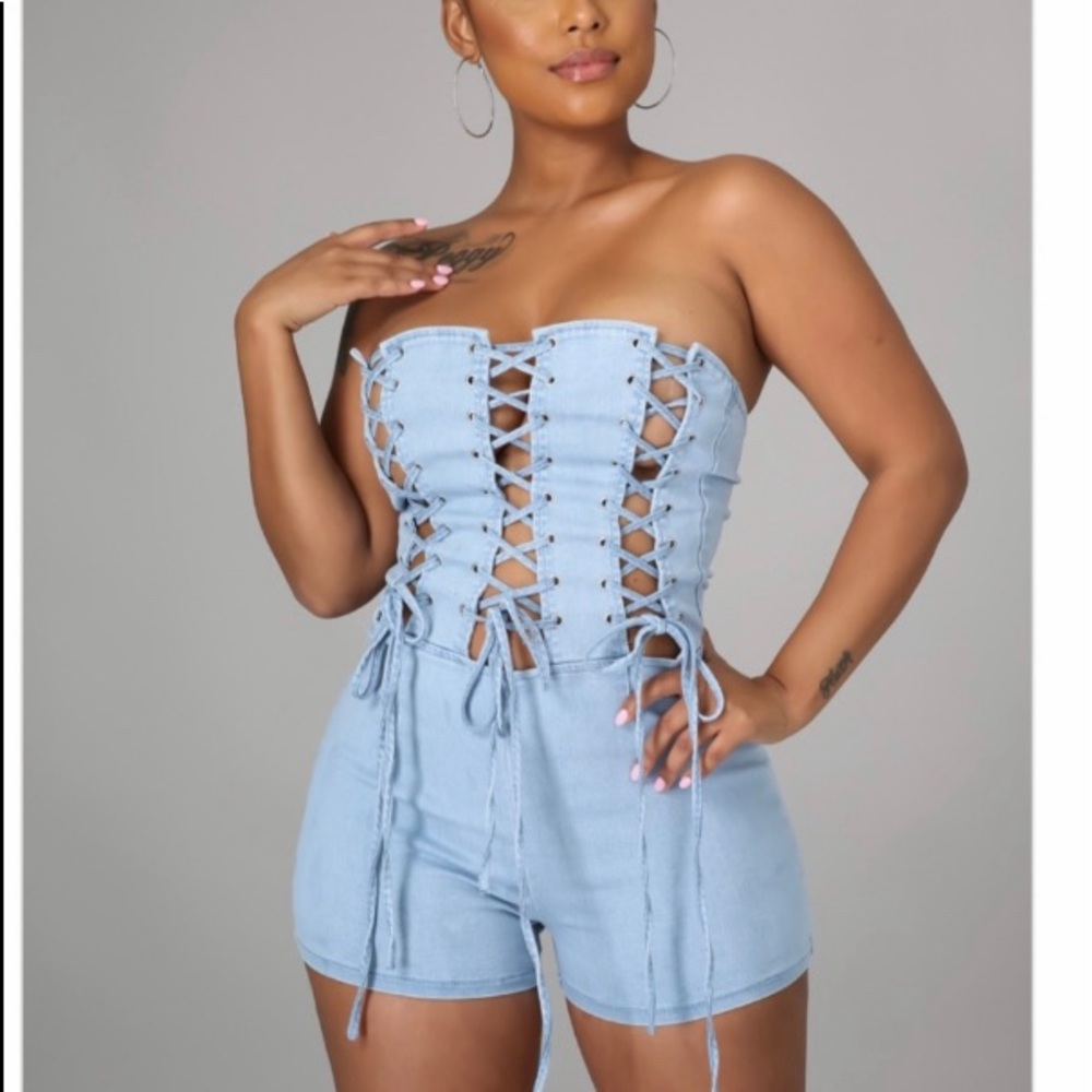 One piece denim laced